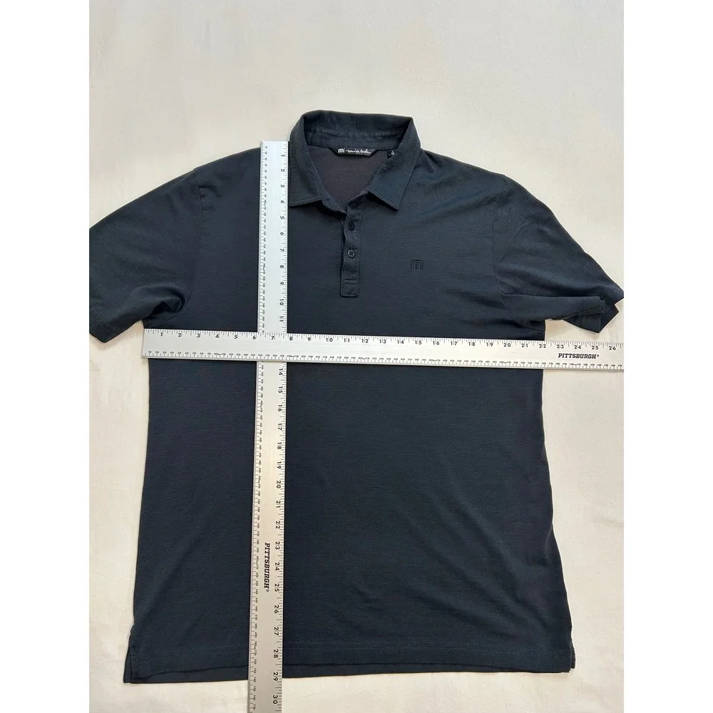 TravisMathew‎ Mens Large Navy Blue Micro Stripe Pima Cotton Blend Polo Shirt L